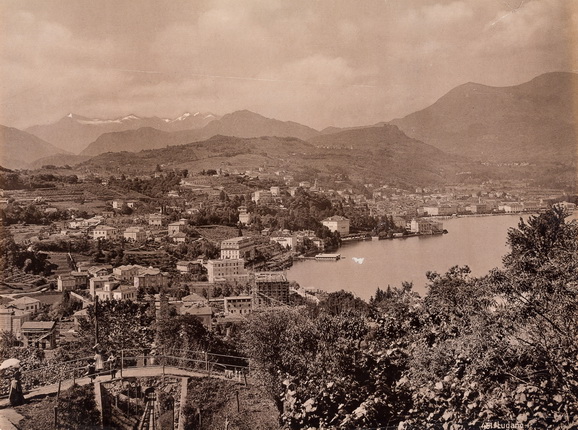 Unknown photographer (Edition Photoglob).
Lugano. Panorama of the town.
1890s.
Collotype