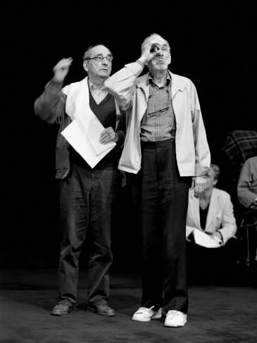 Bergman gives instructions to actor Nils Eklund during rehearsal of Strindberg’s Ghost Sonata. Royal Dramatic Theatre, Stockholm. 2000.
Photographer: Bengt Wanselius.
Digital print.
Artist’s collection, Stockholm